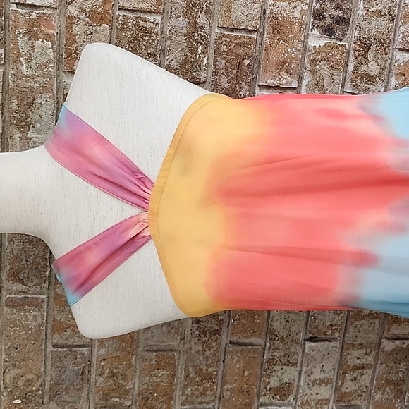 New! V Cristina Maxi Chiffon Summer Dress, Medium, "Sundance Mauna Loa" - Picture 4 of 8